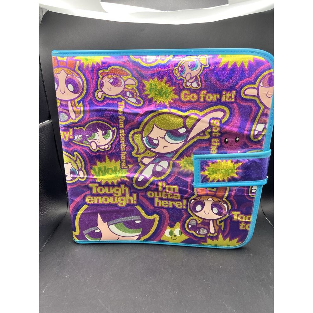 RARE Powerful Girls 3 Ring Binder Y2K Shiny holographic purple Cartoon Network
